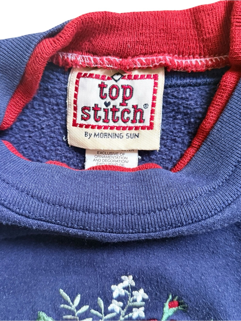 Vintage Top Stitch Morning Sun Rose Embroidered Sweatshirt Small - Picture 5 of 10